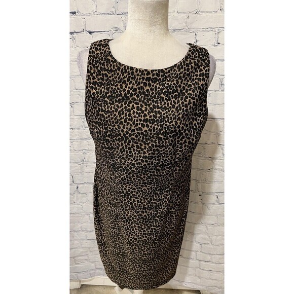 Teddi Designs Leopard Print Sleevless Midi Dress Zip Back With Stretch Size 12 - Picture 2 of 7